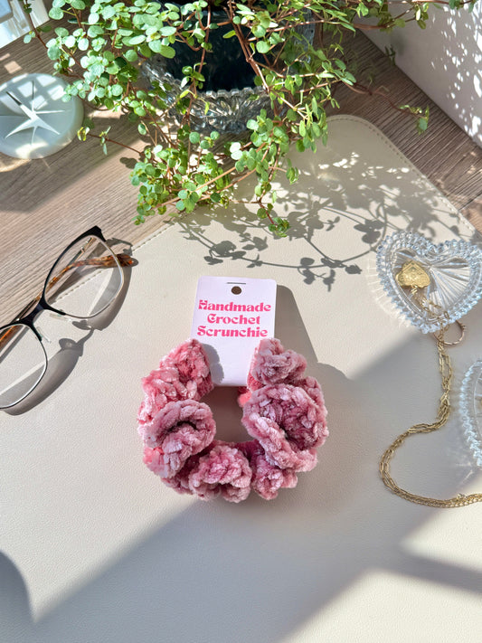 Blush Glitter Crochet Scrunchie