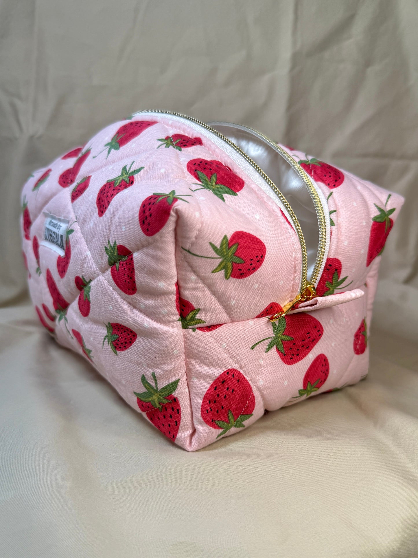 Strawberries on Dots Boxy Pouch