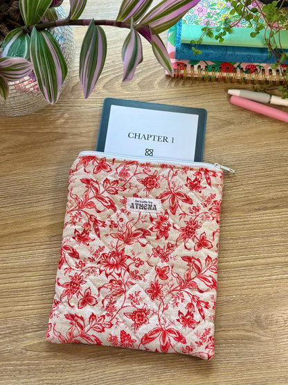 Vintage Red Florals Kindle Sleeve