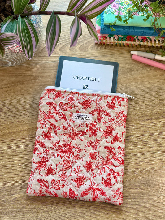 Vintage Red Florals Kindle Sleeve