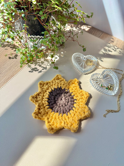Sunflower Crocheted Coaster