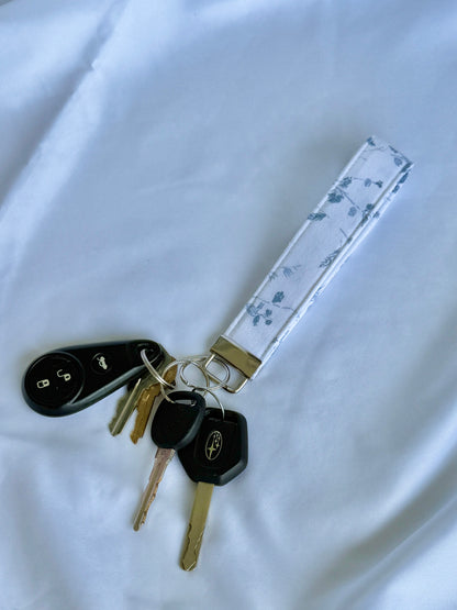 Blue Florals Wristlet Keychain