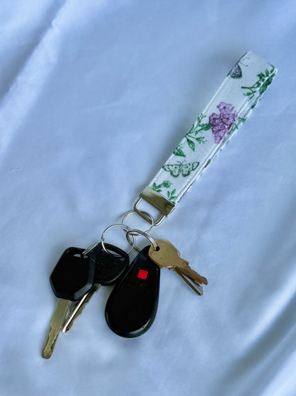 Lavender Butterflies Wristlet Keychain