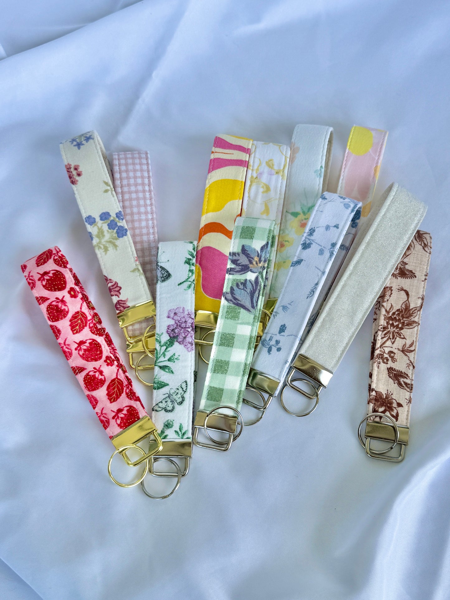 Blue Florals Wristlet Keychain