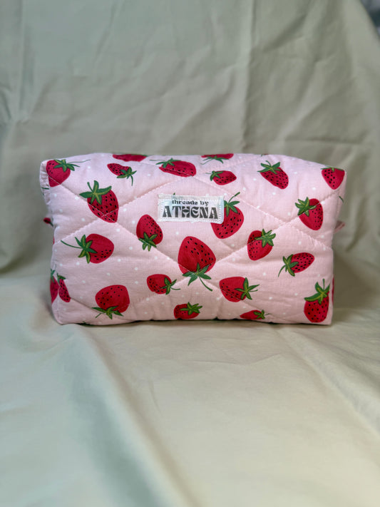 Strawberries on Dots Boxy Pouch