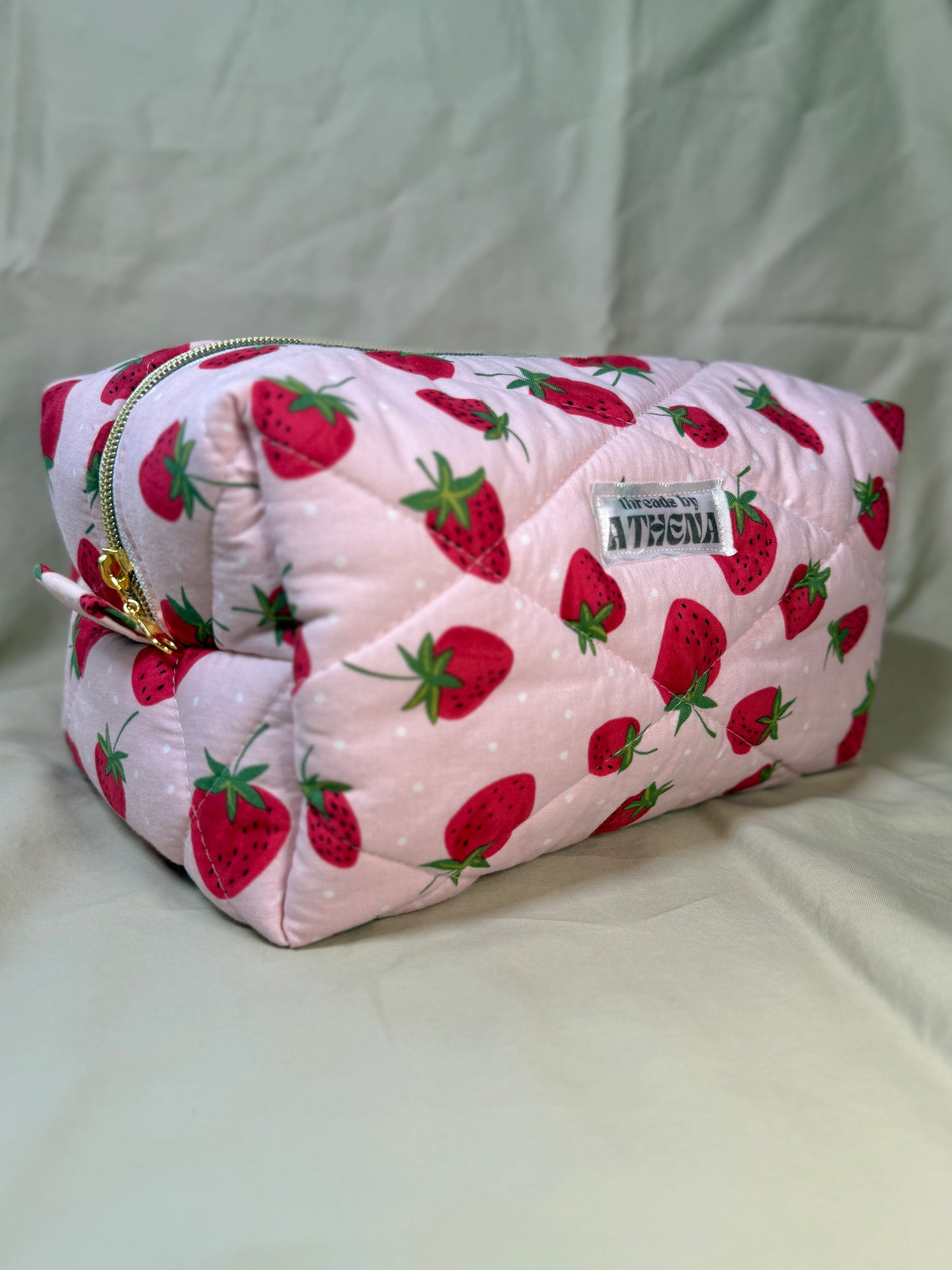 Strawberries on Dots Boxy Pouch