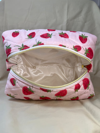 Strawberries on Dots Boxy Pouch