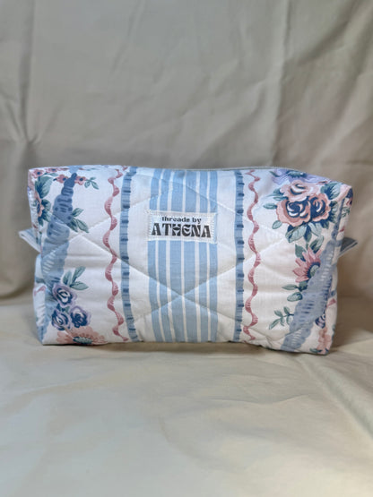 Vintage Floral Stripe Boxy Pouch