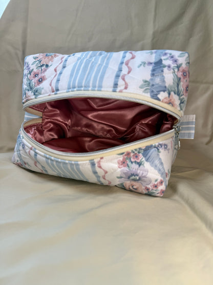 Vintage Floral Stripe Boxy Pouch