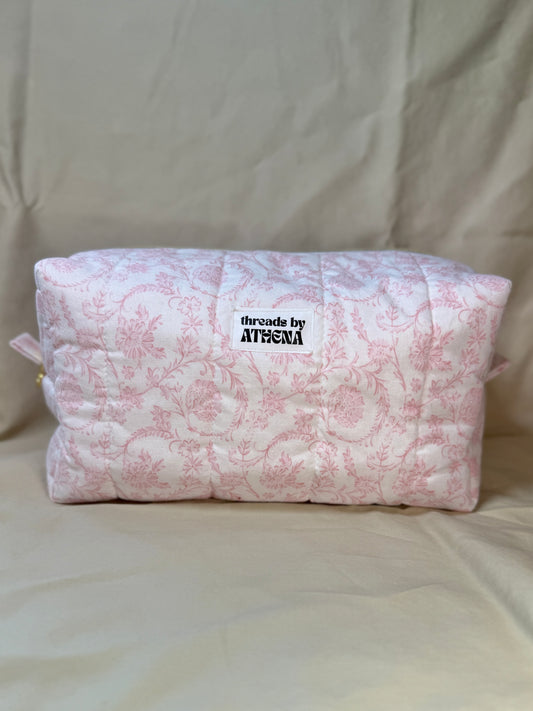Pink Floral Swirl Boxy Pouch