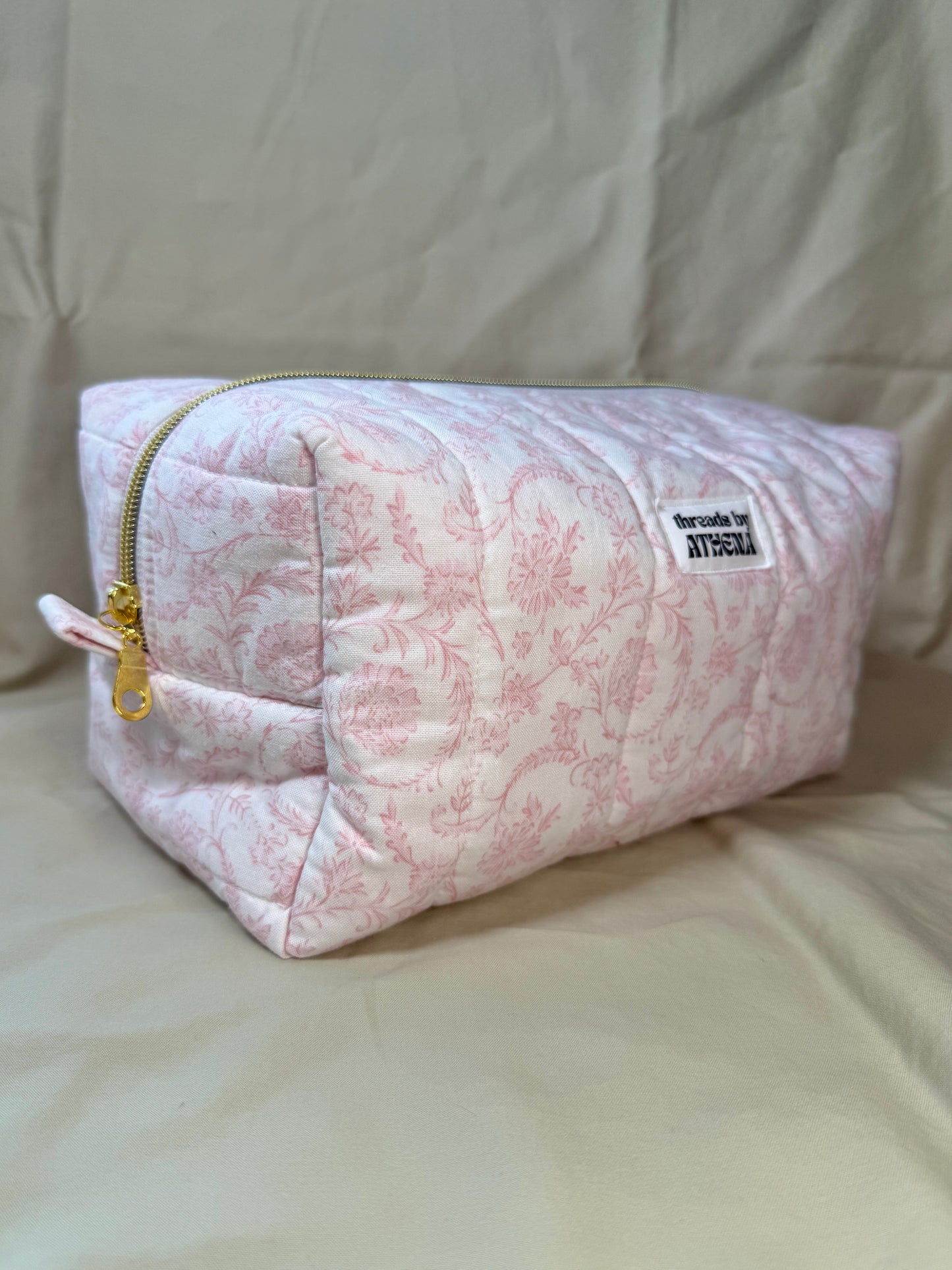 Pink Floral Swirl Boxy Pouch