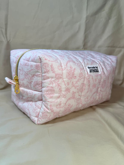 Pink Floral Swirl Boxy Pouch