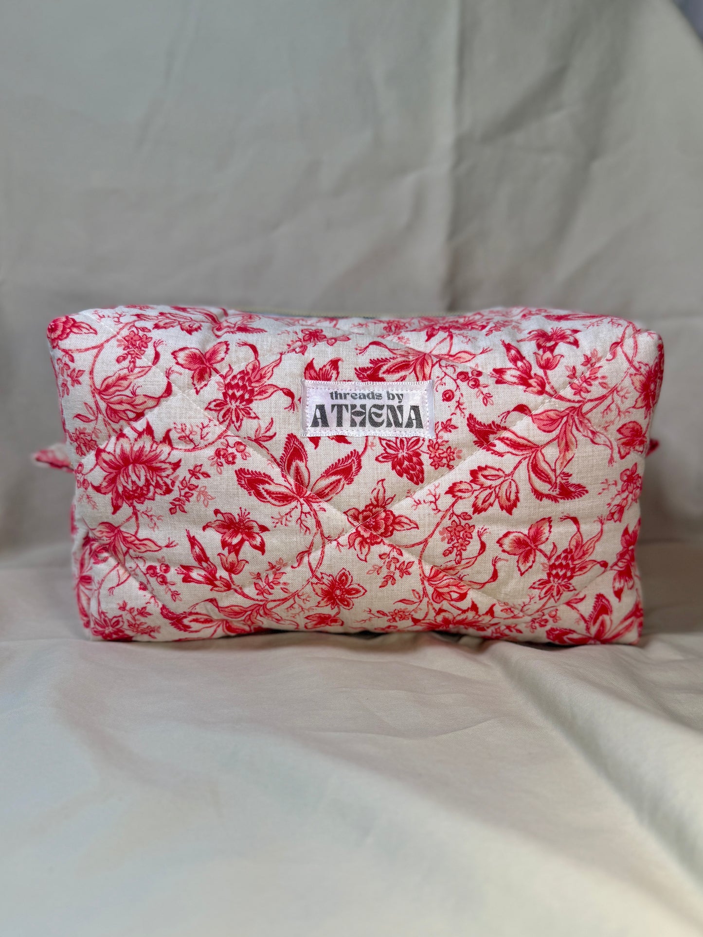 Vintage Red Florals Boxy Pouch
