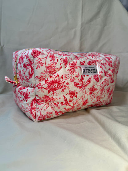 Vintage Red Florals Boxy Pouch